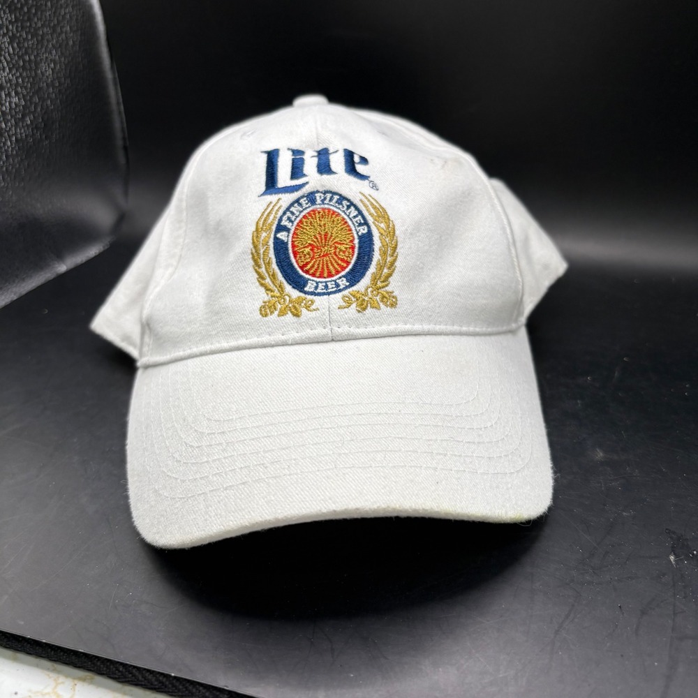White Miller Lite Baseball Cap Embroidered‎ Logo Adjustable Snapback